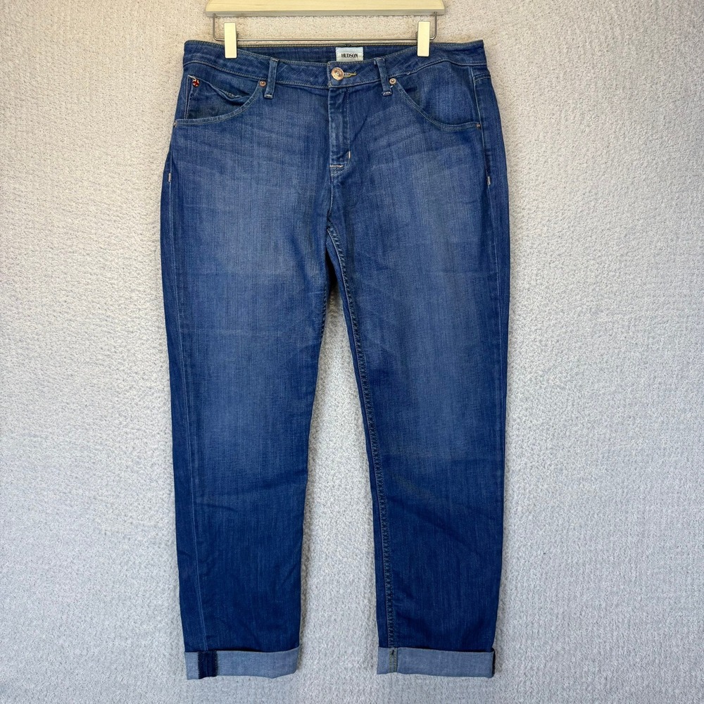 Hudson‎ Bacara Straight Flood Cuff Jeans Size 32 Dark Wash Denim